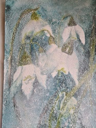 Christine M, Snowdrops in Spring time, mixed media.